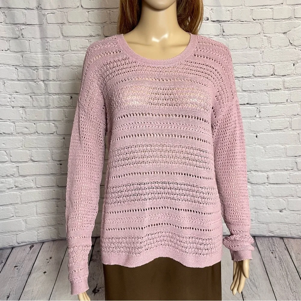 New J.Jill Dusty Rose Cotton Blend Knit Sweater Size XS